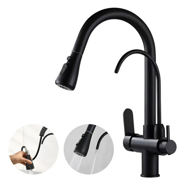 Monocomando 3 en 1 Apto para purificador Cobre