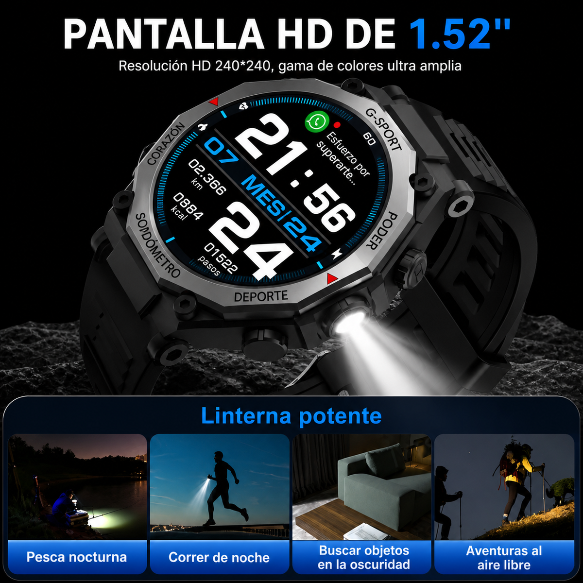 Smartwatch Deportivo con linterna