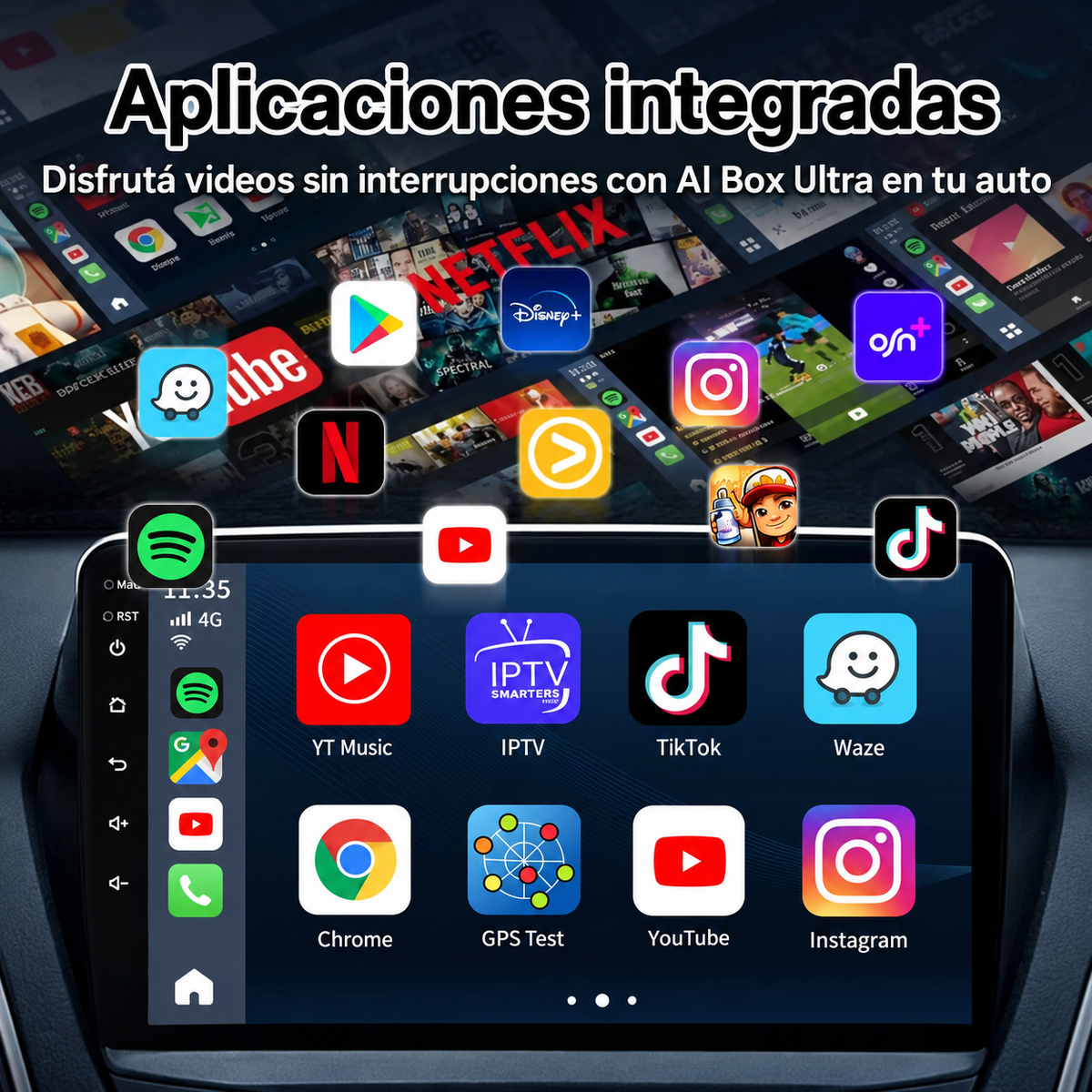 Adaptador Carlinkit Video Waze Netflix Premium 8gb 128gb