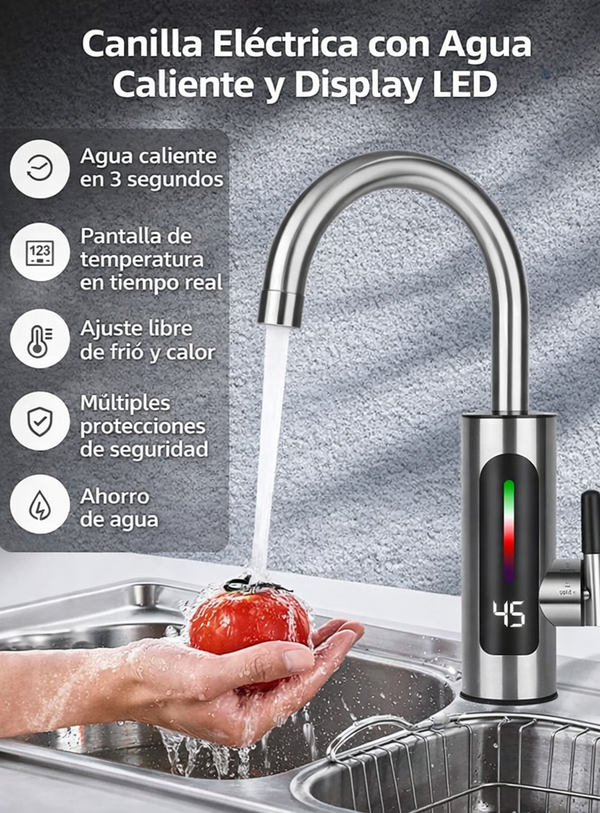 Canilla Con Calentador De Agua Instantáneo Electrico Rapido