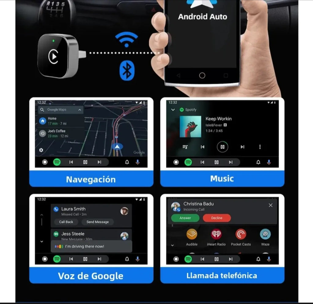 Adaptador Inalambrico Compatible Apple CarPlay Android Auto