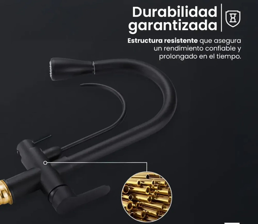 Monocomando 3 en 1 Apto para purificador Cobre
