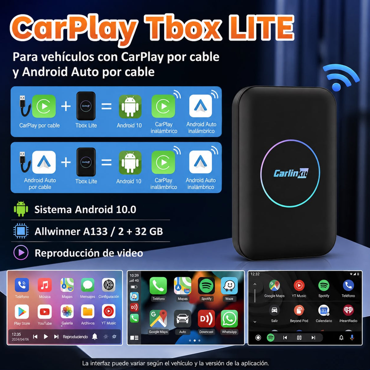 Carlinkit Adaptador Inalambrico 32gb