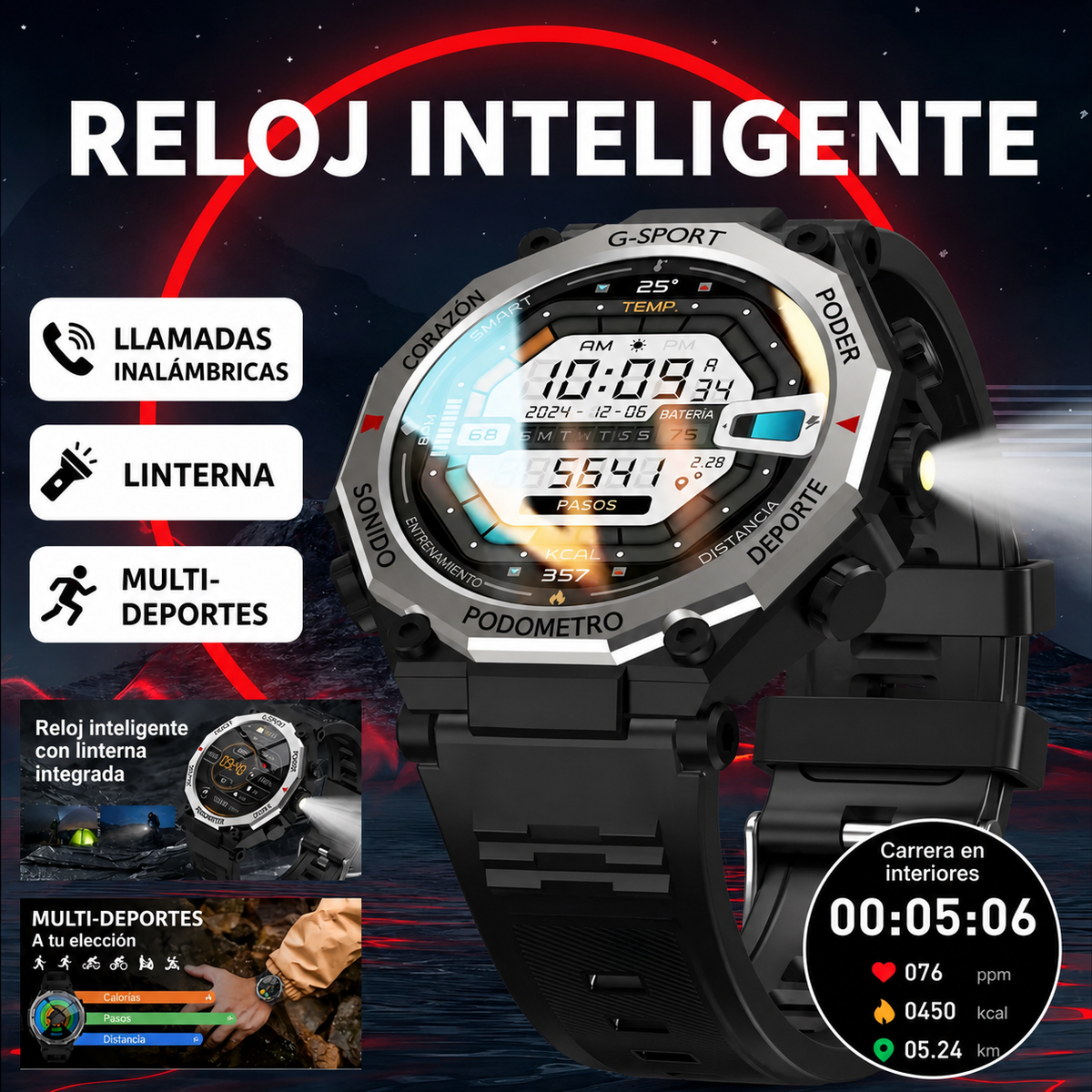 Smartwatch Deportivo con linterna