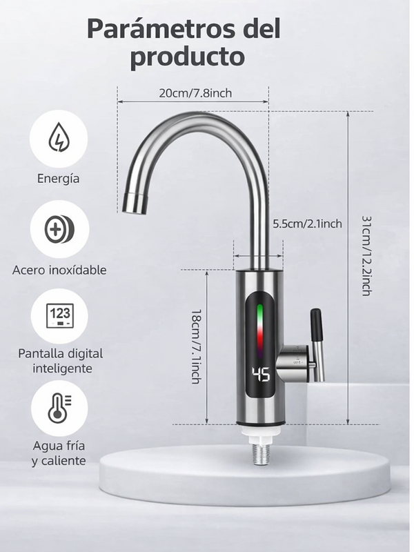 Canilla Con Calentador De Agua Instantáneo Electrico Rapido