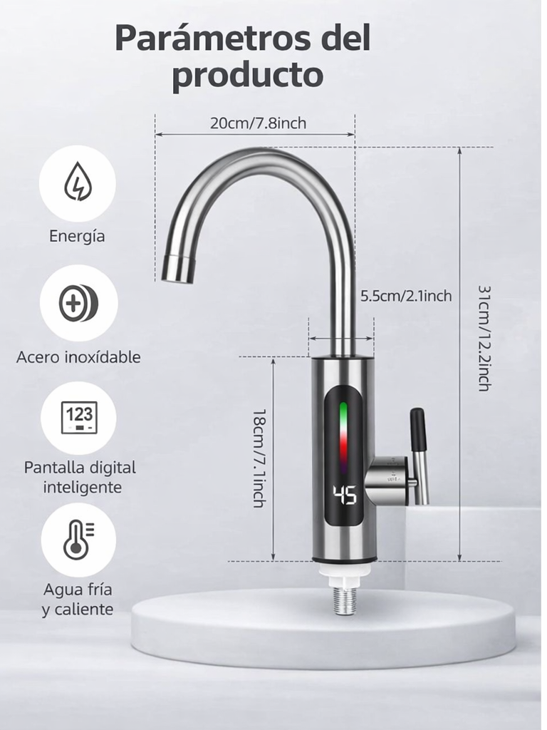Canilla Con Calentador De Agua Instantáneo Electrico Rapido