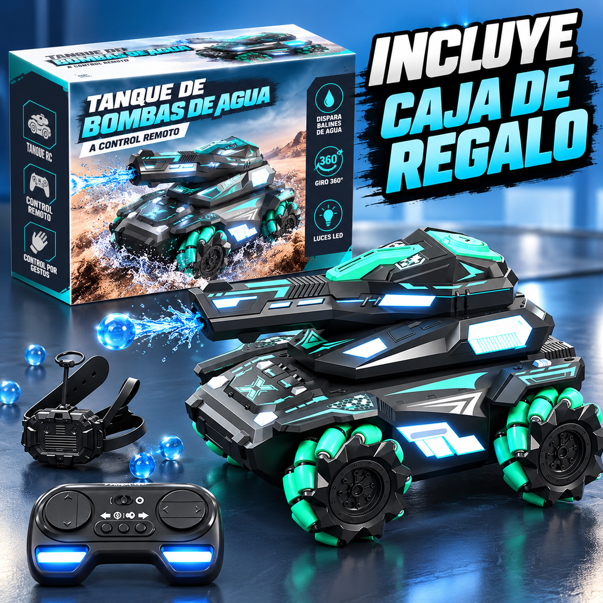 Tanque a control remoto dispara balines de agua