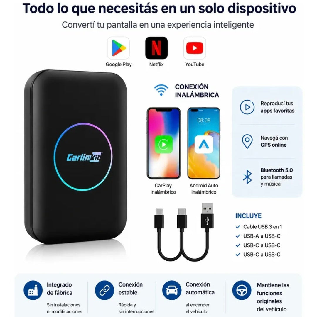 Carlinkit Adaptador Inalambrico 32gb