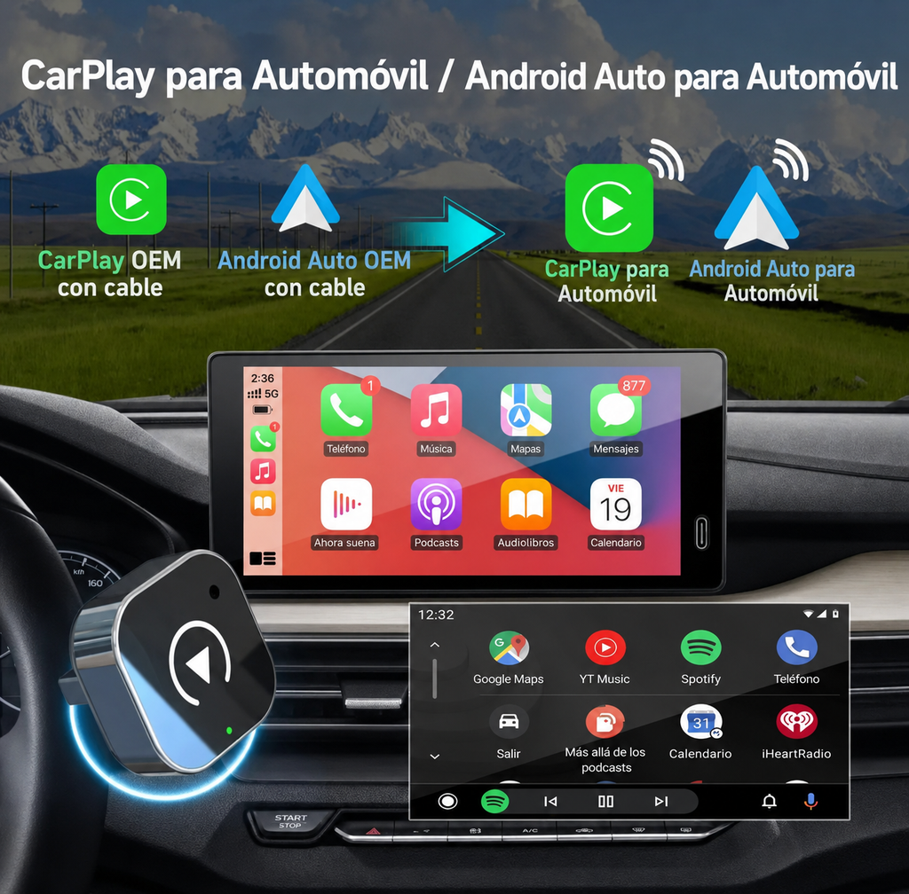Adaptador Inalambrico Compatible Apple CarPlay Android Auto