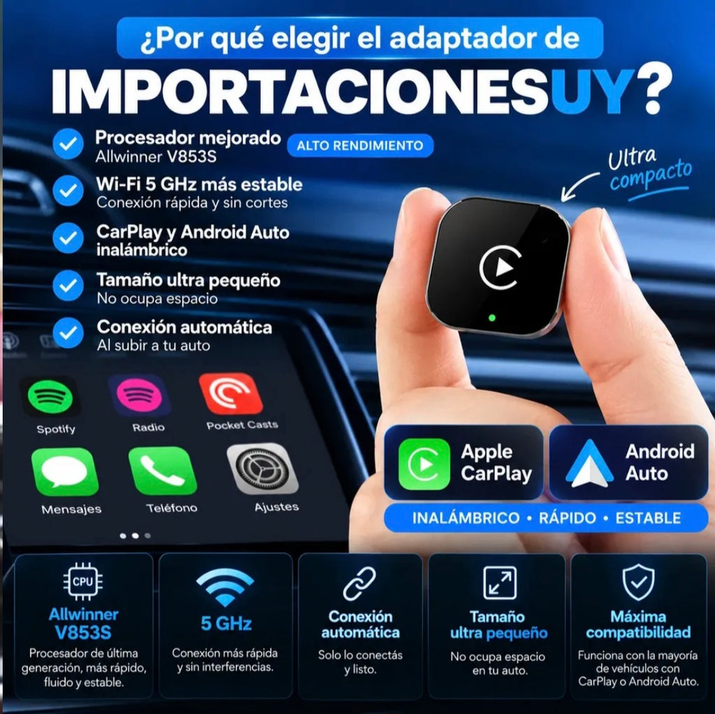 Adaptador Inalambrico Compatible Apple CarPlay Android Auto