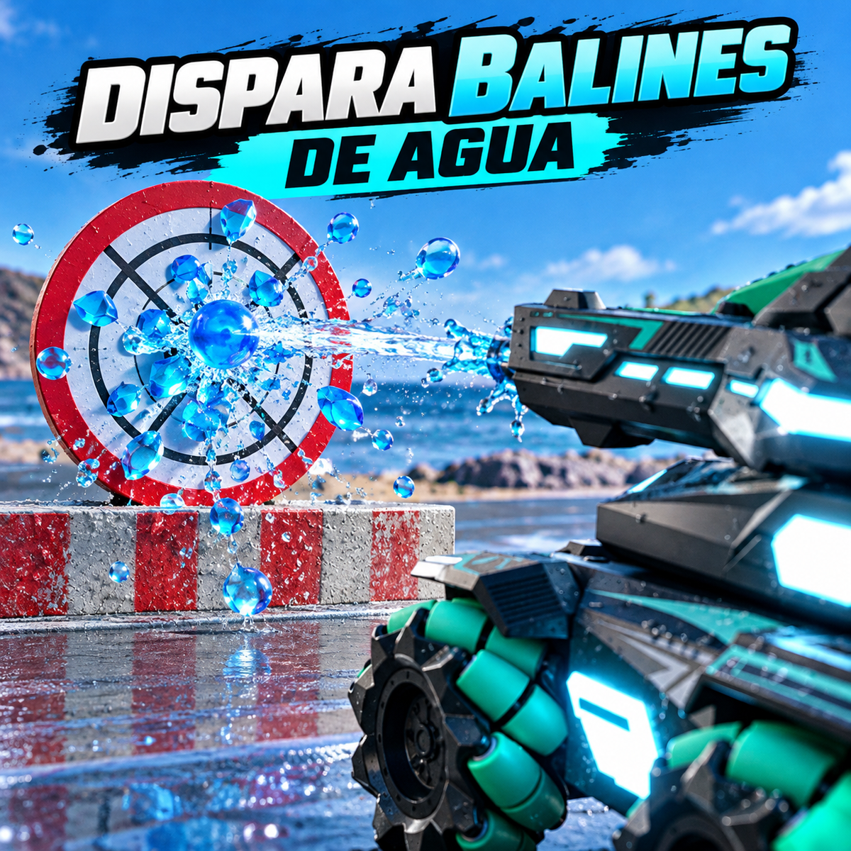 Tanque a control remoto dispara balines de agua